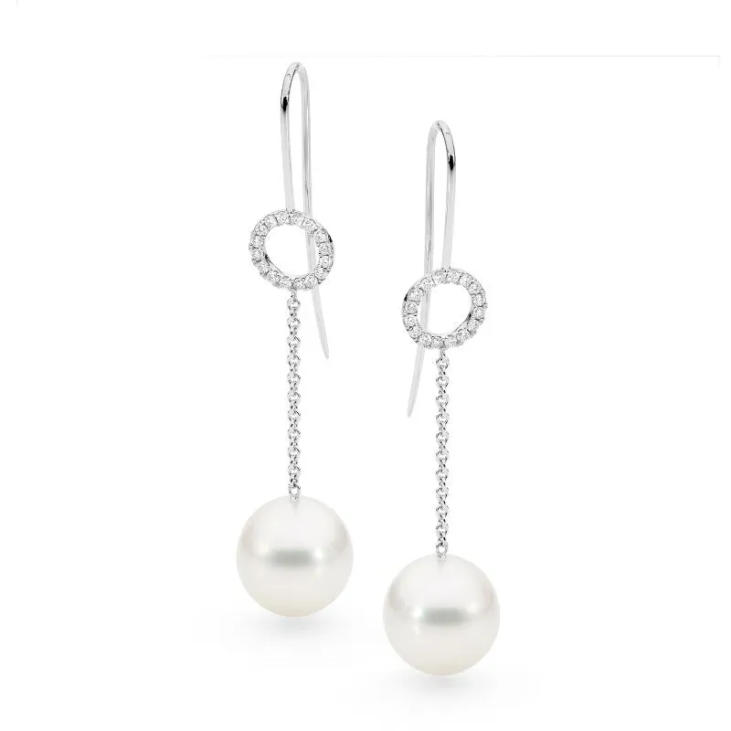 Pearl and Diamond Chain Earrings