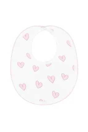 Pink Heart Print Bib