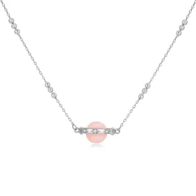 Pink Opal Silver Necklace - Anahata