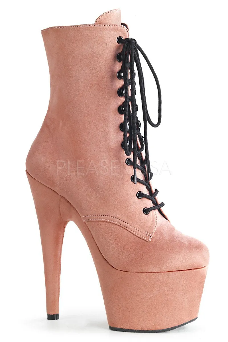 Pleaser USA Adore-1020FS Faux Suede 7Inch Pleaser Boots - Baby Pink