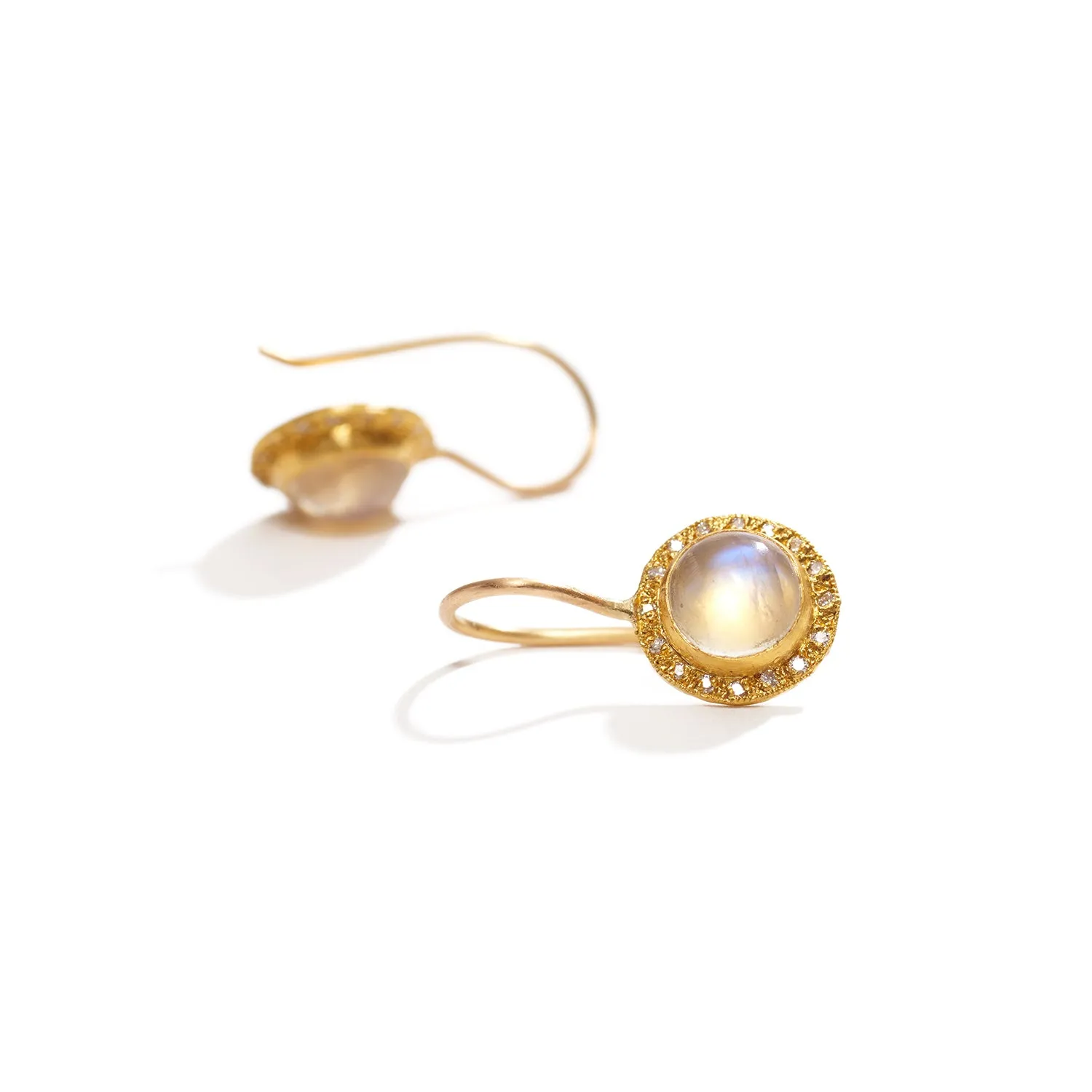 Rainbow Moonstone and Diamond Earrings