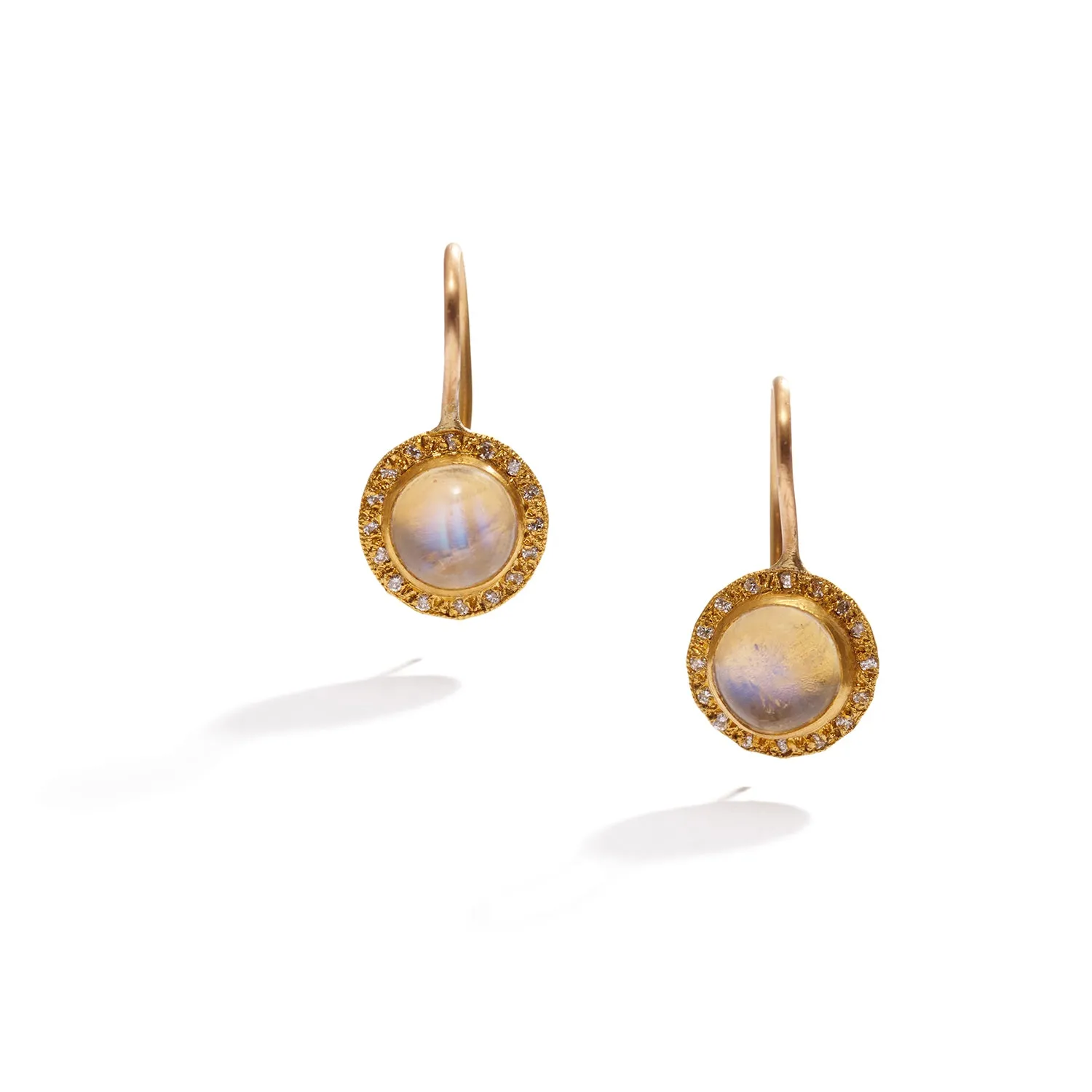 Rainbow Moonstone and Diamond Earrings