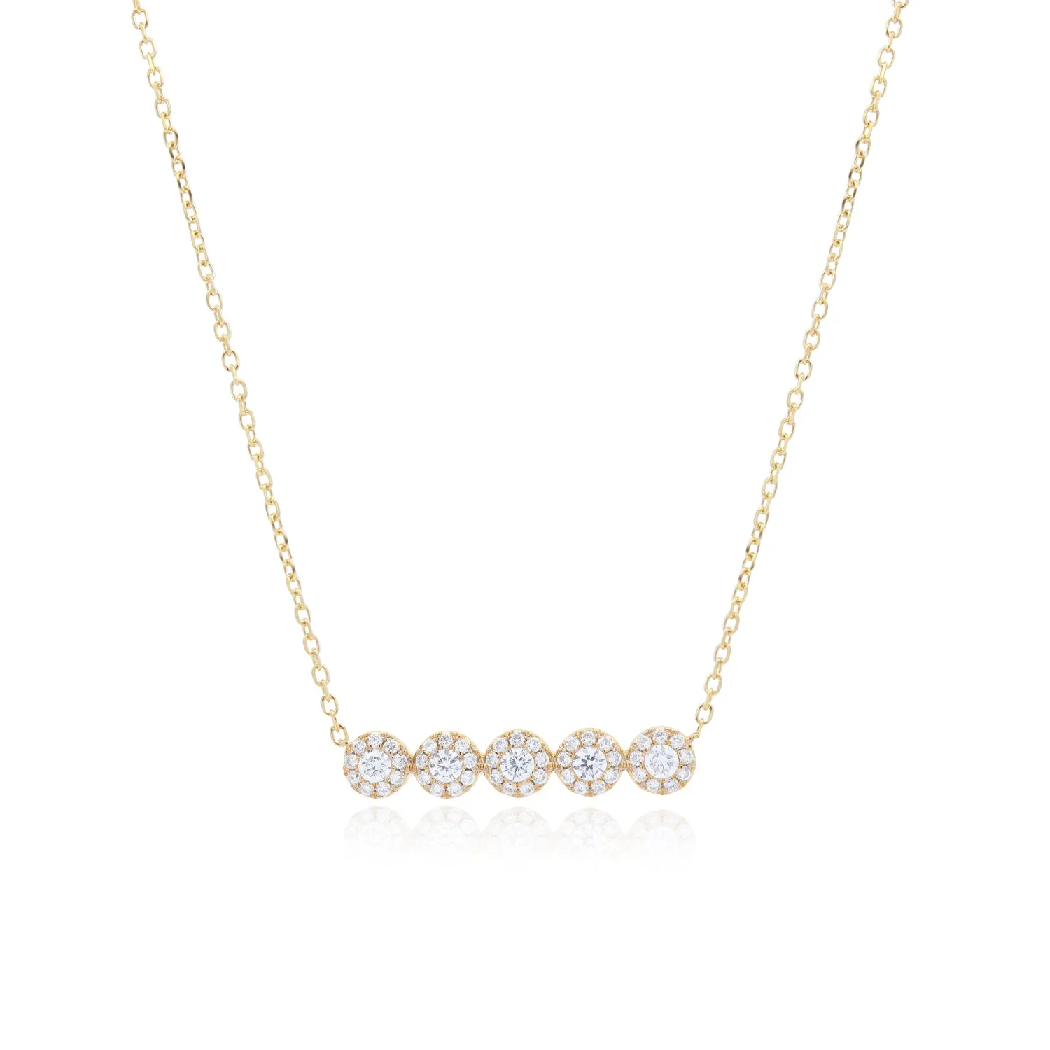 Round Diamond Halo Bar Necklace