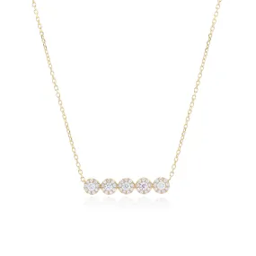 Round Diamond Halo Bar Necklace