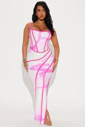 Send Love Bandage Maxi Dress - Hot Pink/combo