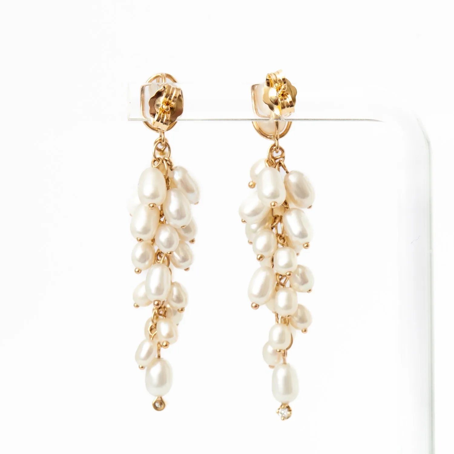 Shadow Diamond & Pearl Earrings