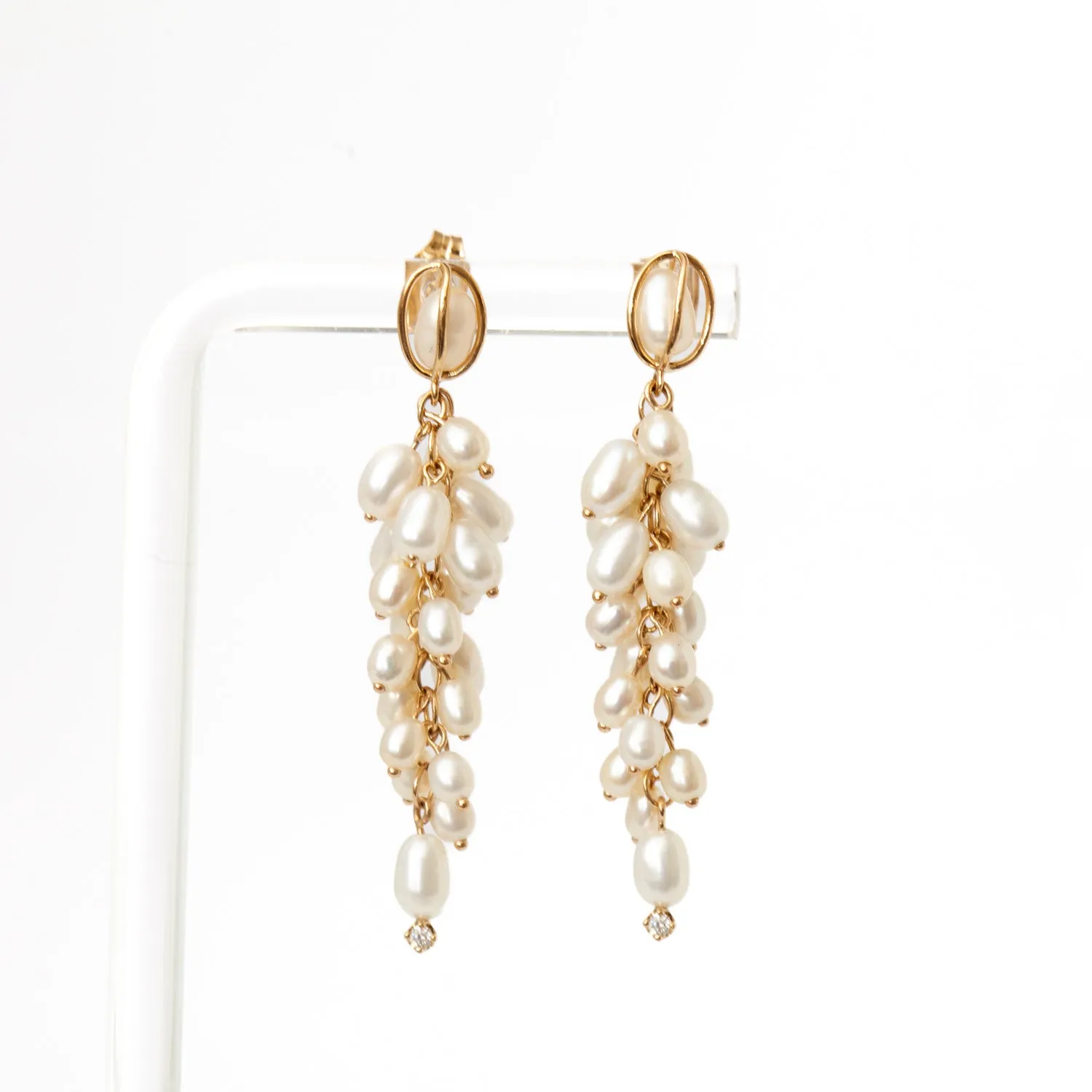 Shadow Diamond & Pearl Earrings