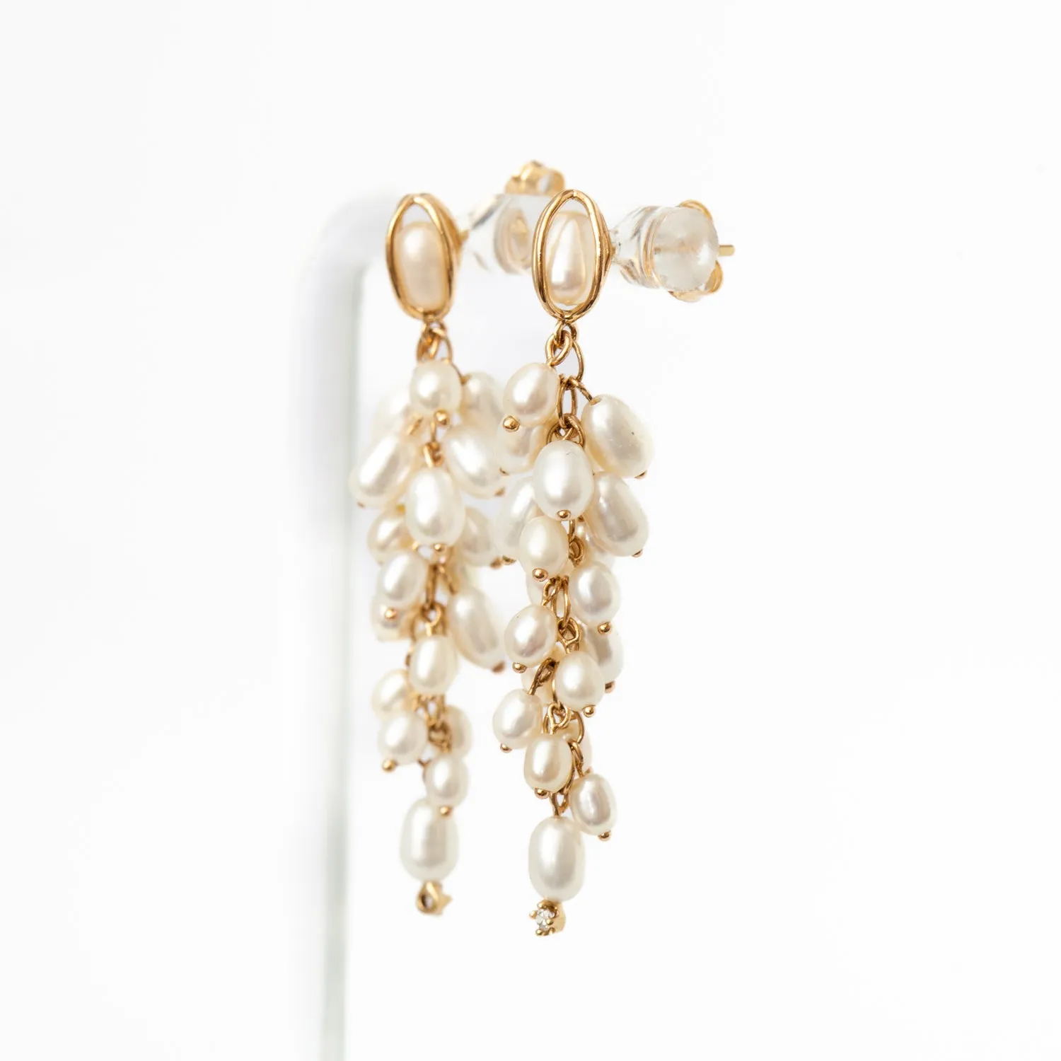 Shadow Diamond & Pearl Earrings