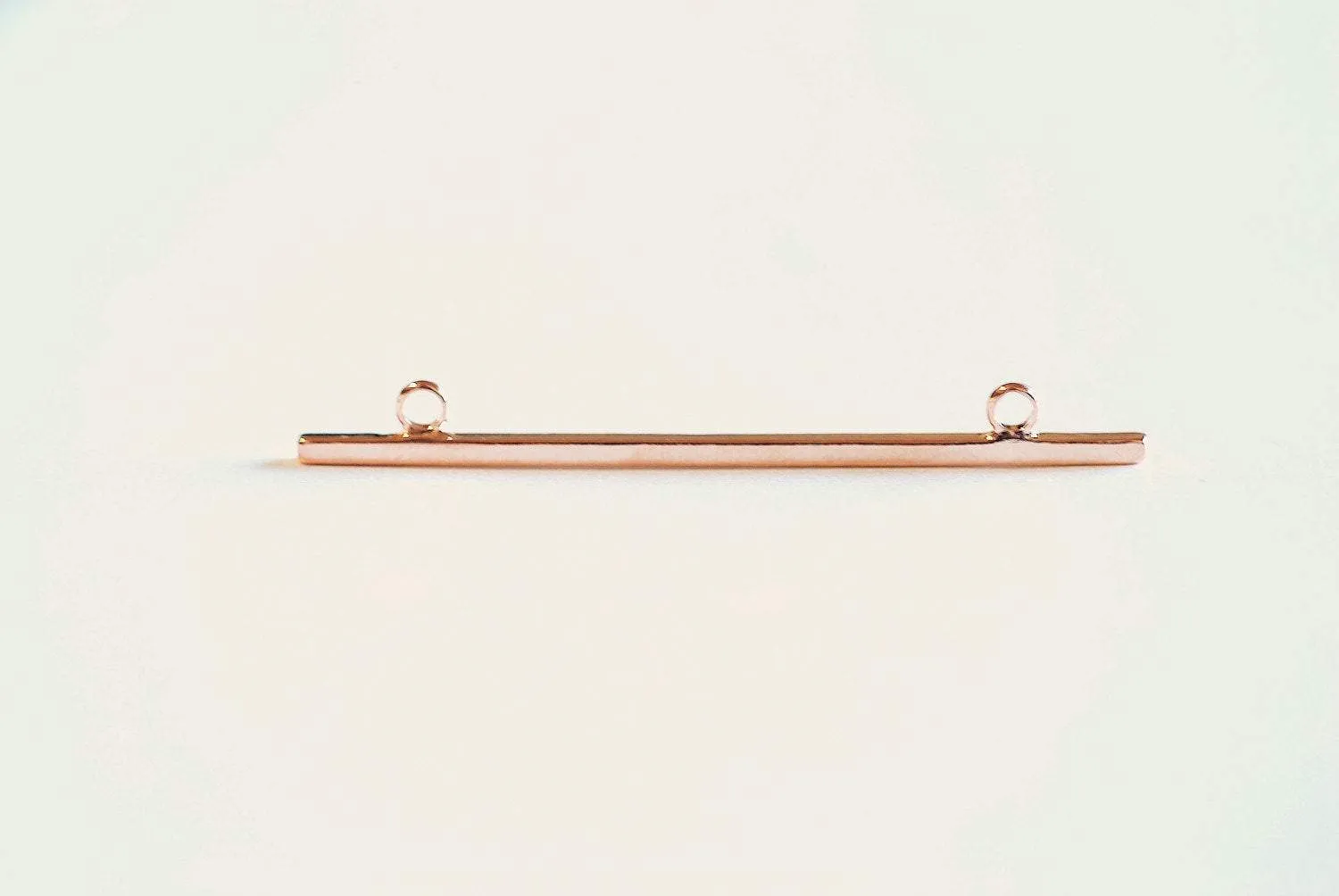 Shiny Pink Rose Gold Long Bar Connector Charm- 22k Gold Plated Sterling Silver, Vermeil Rose Gold Square Bar Connector, Skinny Thin Bar, 315