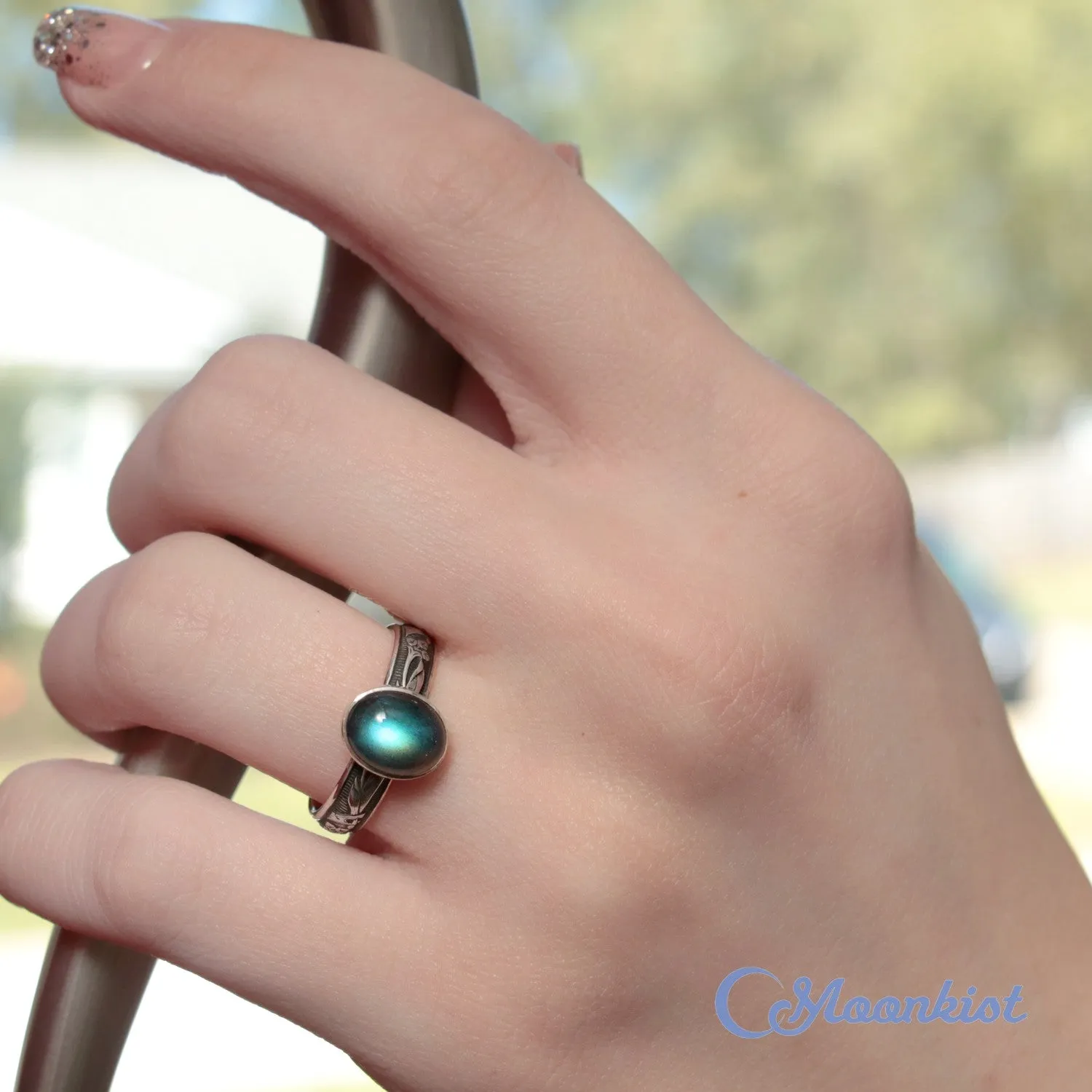 Silver Labradorite Lily Statement Ring | Moonkist Designs