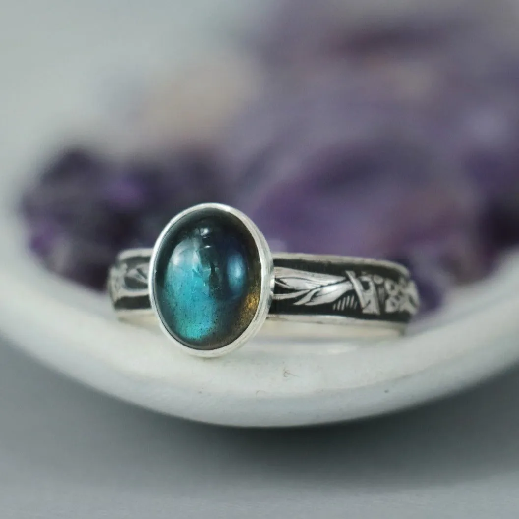 Silver Labradorite Lily Statement Ring | Moonkist Designs