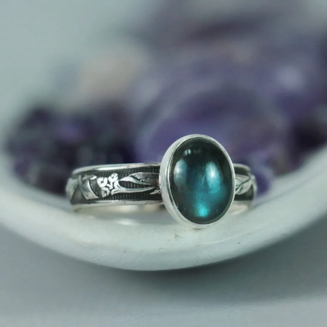 Silver Labradorite Lily Statement Ring | Moonkist Designs