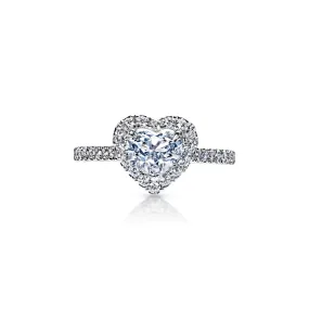 Teagan 1 Carat E VVS2 Heart Shape Diamond Engagement Ring in 18k White Gold By Mike Nekta. GIA Certified