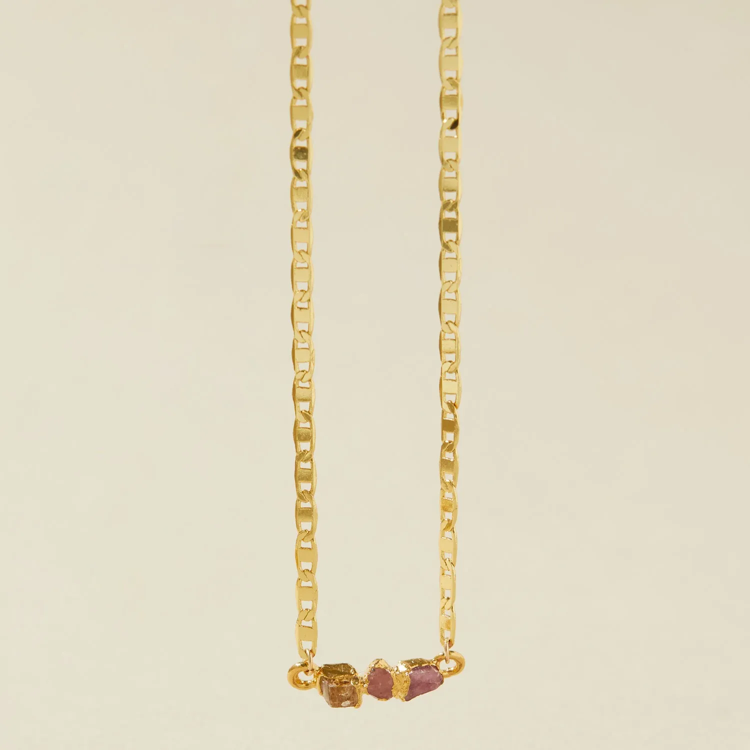 Topaz, Rose Quartz, Pink Tourmaline Necklace - SS01