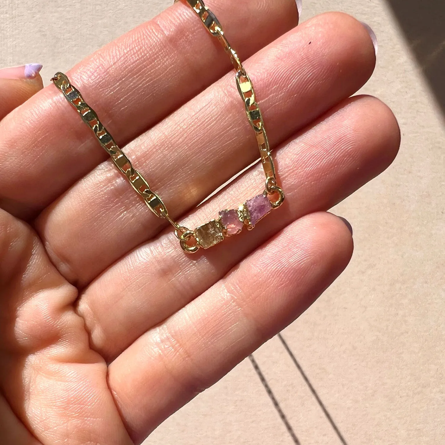 Topaz, Rose Quartz, Pink Tourmaline Necklace - SS01