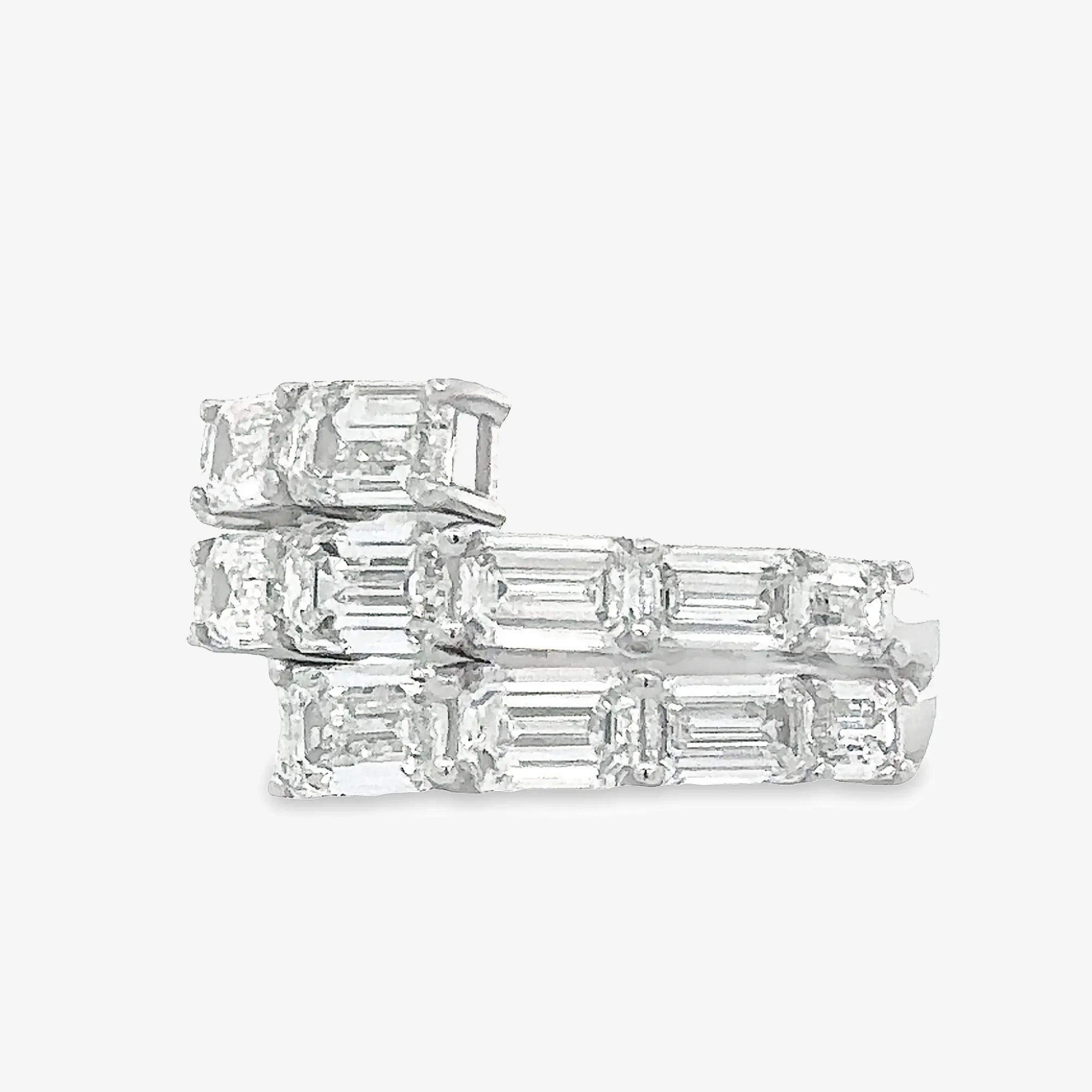 Triple Bypass Emerald Cut Ring