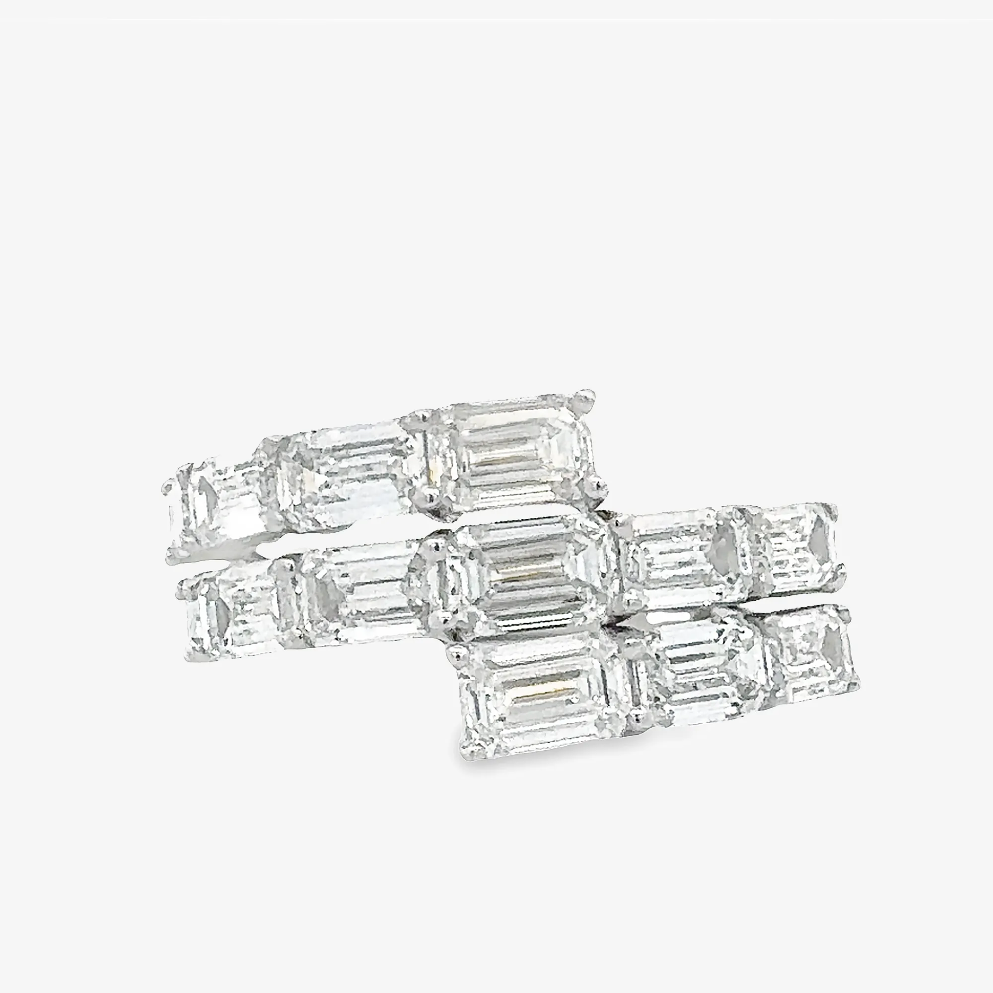 Triple Bypass Emerald Cut Ring