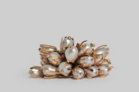 Vintage 1960s Freshwater Pearl Charm Ring