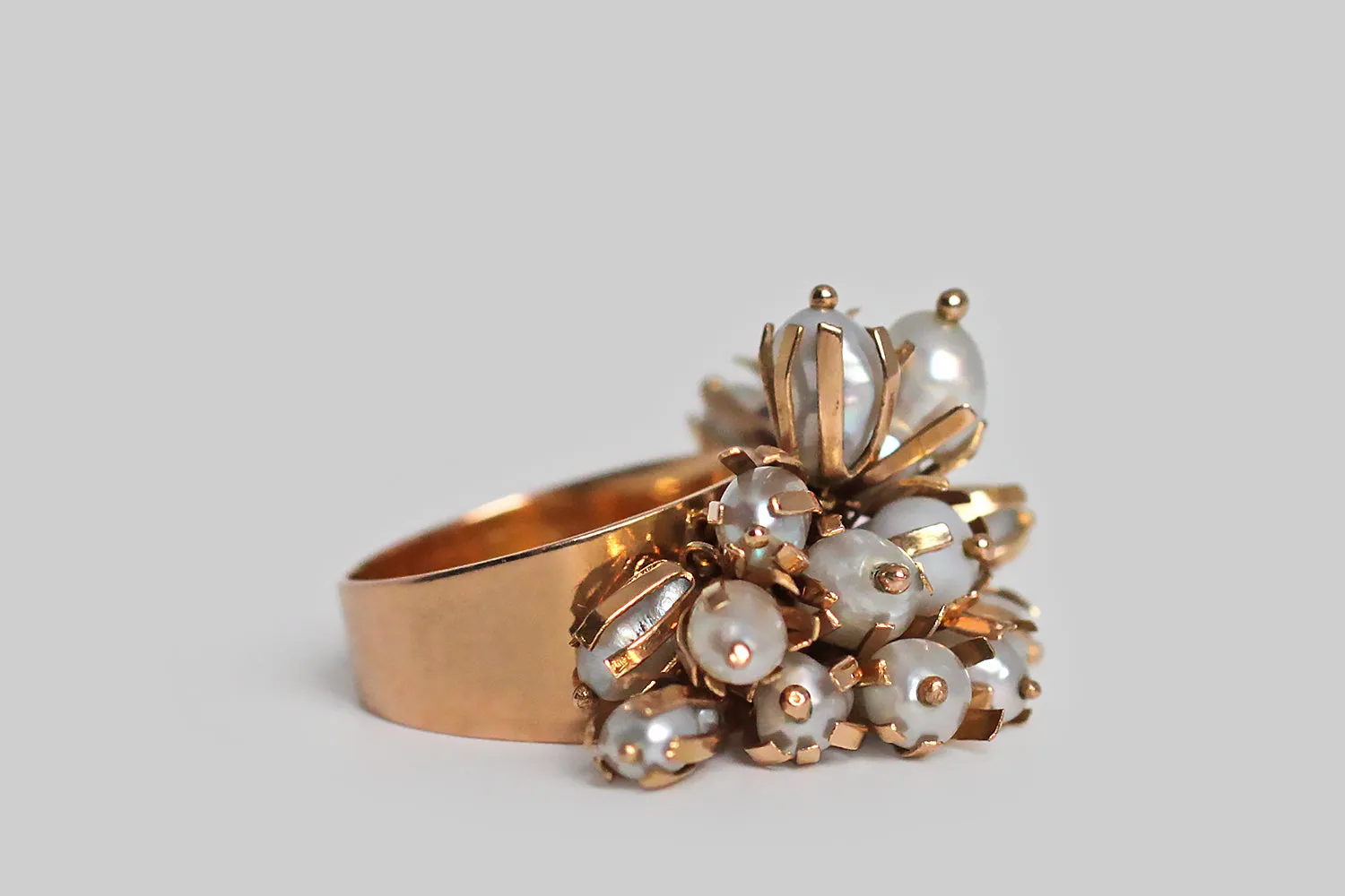 Vintage 1960s Freshwater Pearl Charm Ring