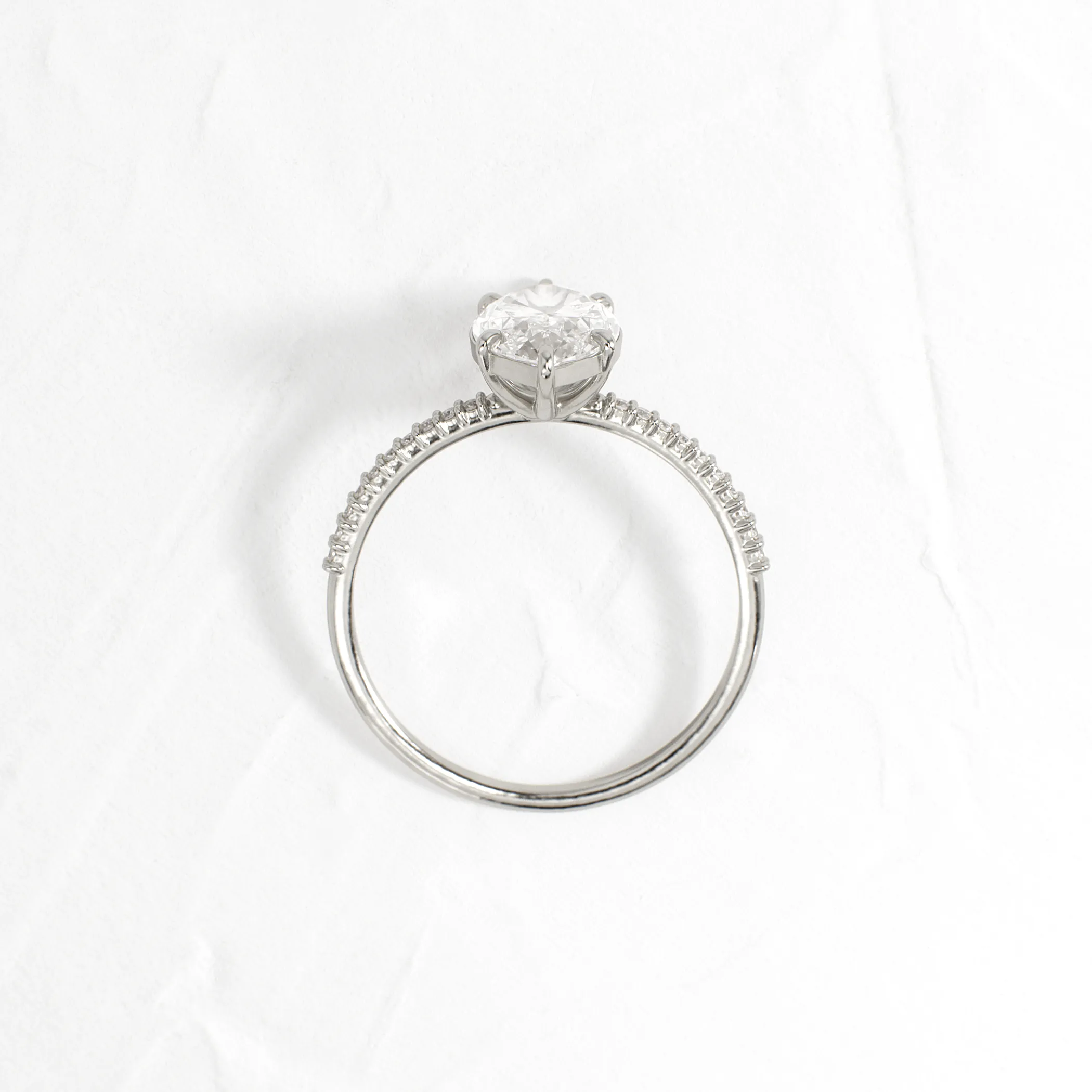 Whisper Ring with Pave Band, Marquise Cut