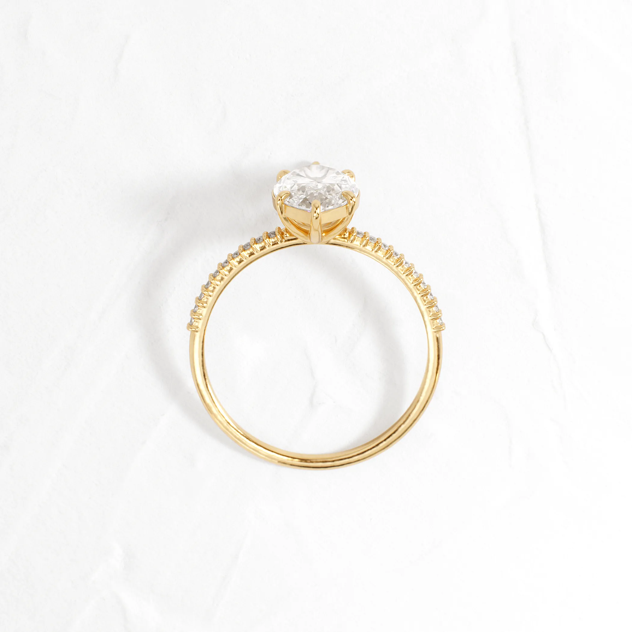 Whisper Ring with Pave Band, Marquise Cut