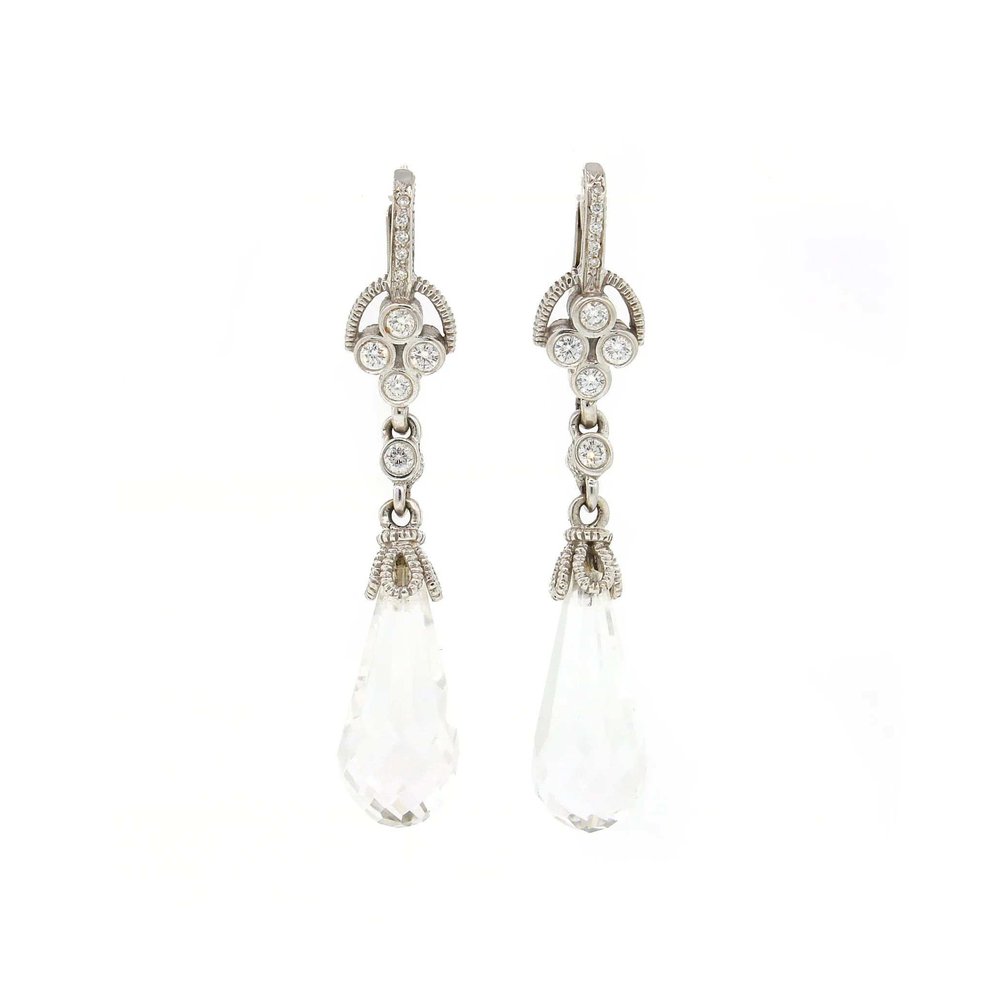 White Topaz Briolette Drop Earrings