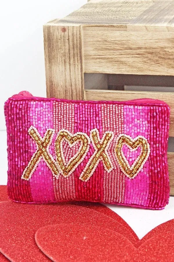 XOXO beaded clutch