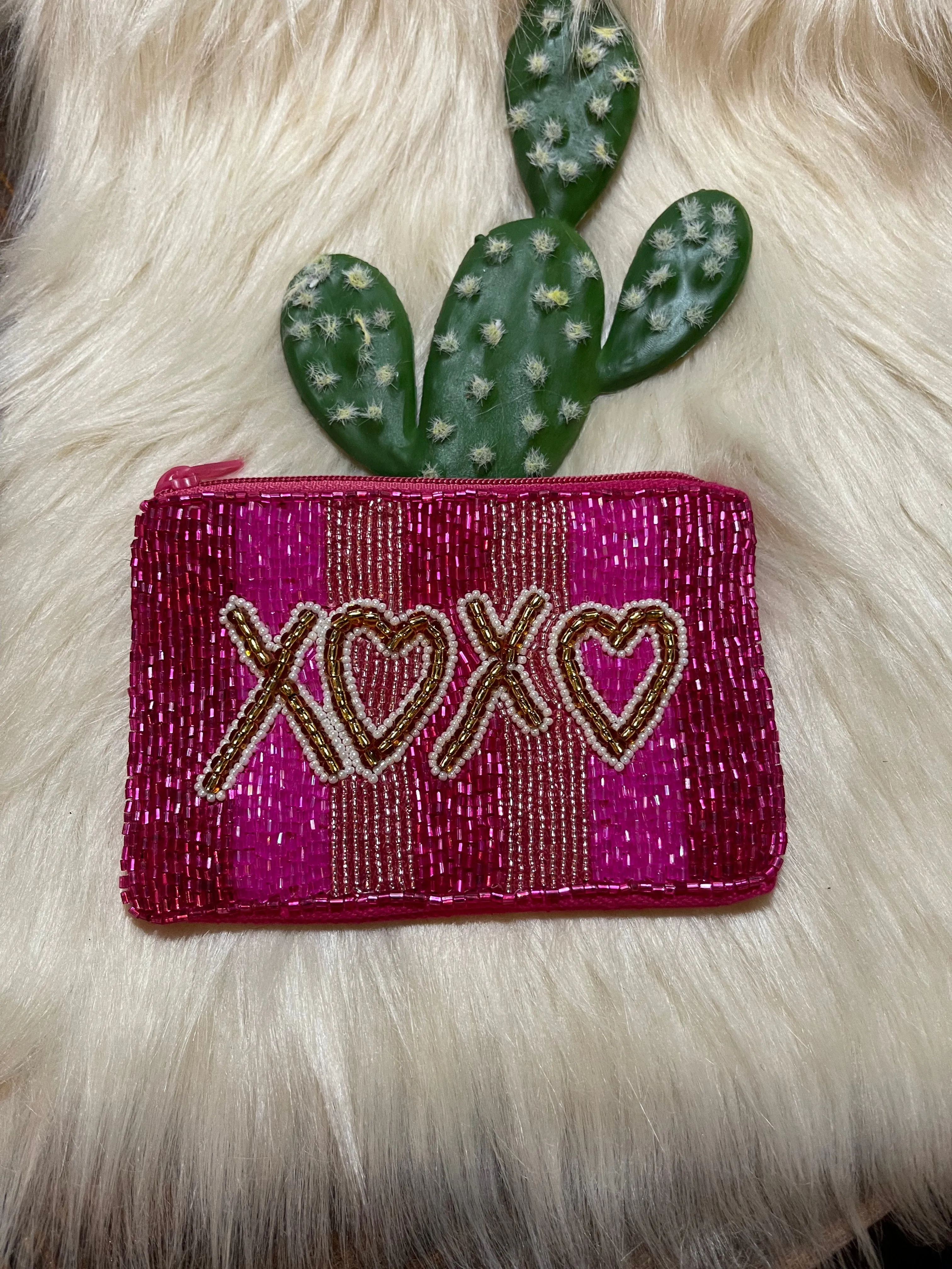 XOXO beaded clutch