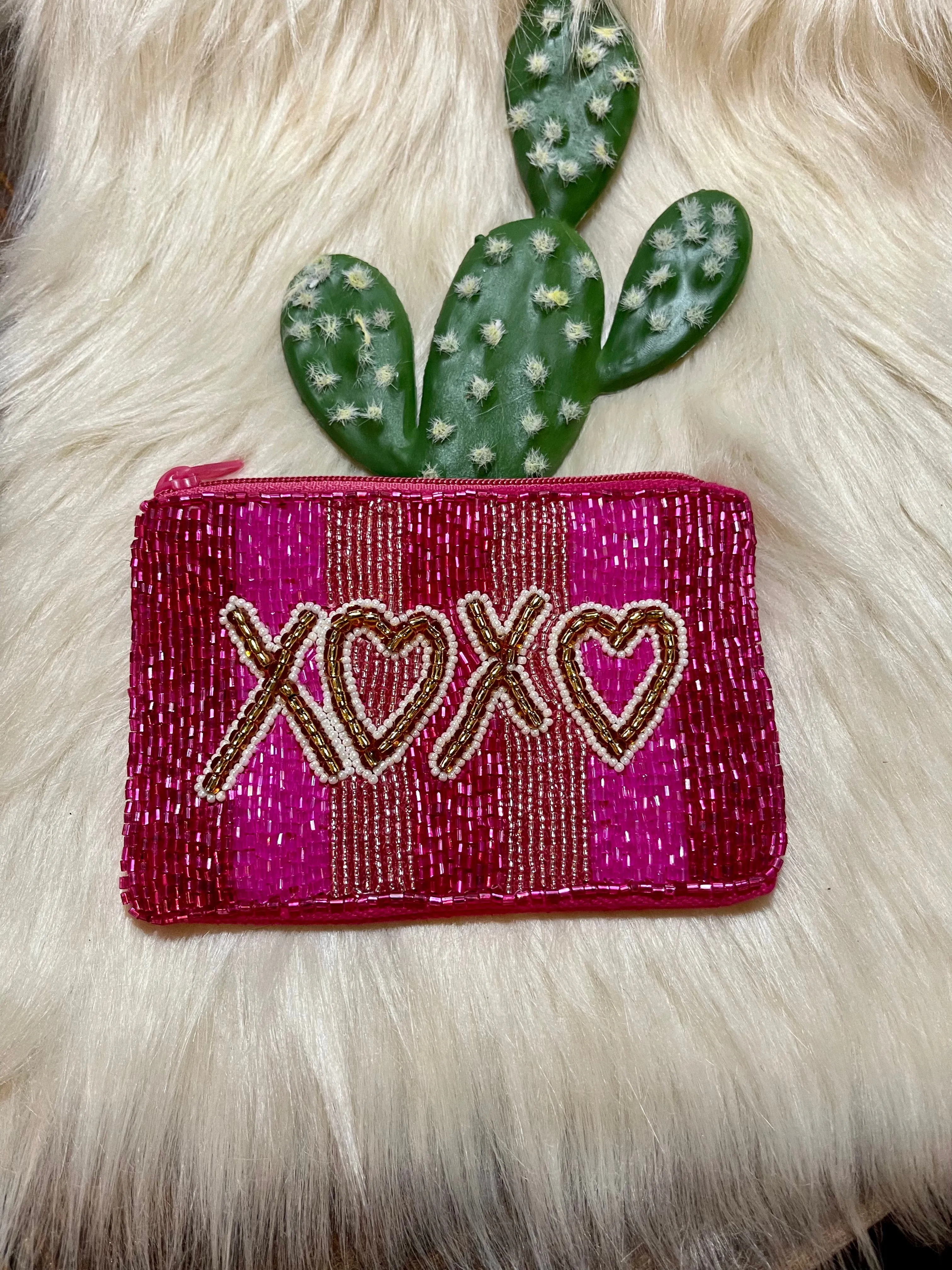 XOXO beaded clutch